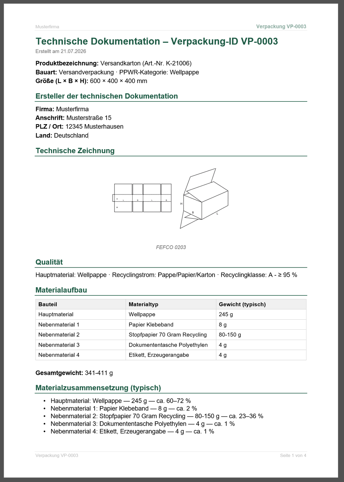 Technische Dokumentation (mit Ihren Daten)
